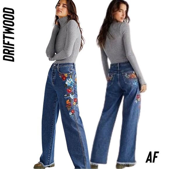 DRIFTWOOD OLLIE EMBROIDERED WIDE LEG JEANS NWT SIZE 28 - Picture 1 of 11